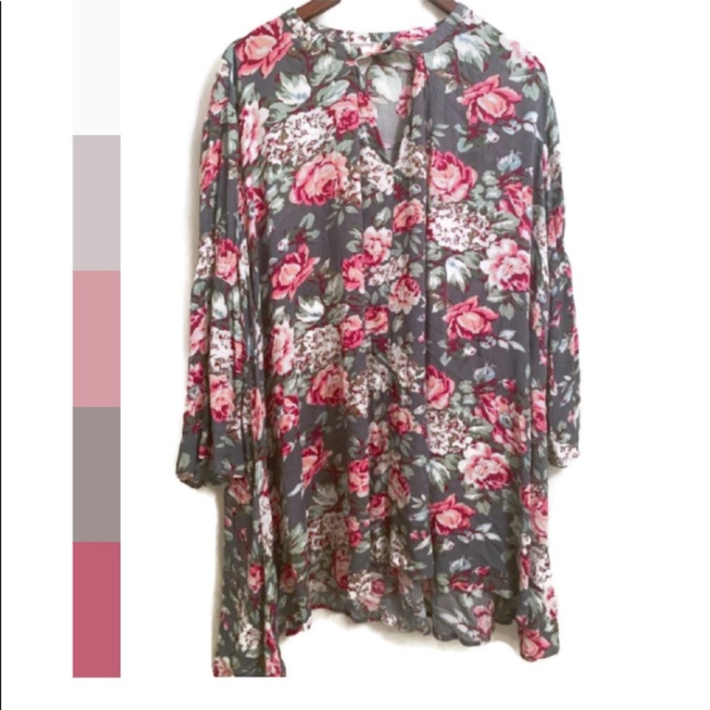 Modern Vintage Floral Gray Prairie Dress